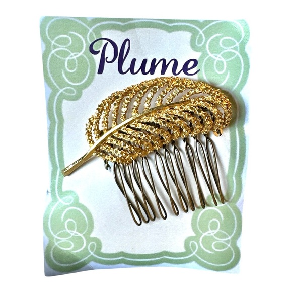 Bridal Gold Leaf Rhinestone Hair Comb Vintage-Inspired Statement Accessory NWT - Picture 1 of 5